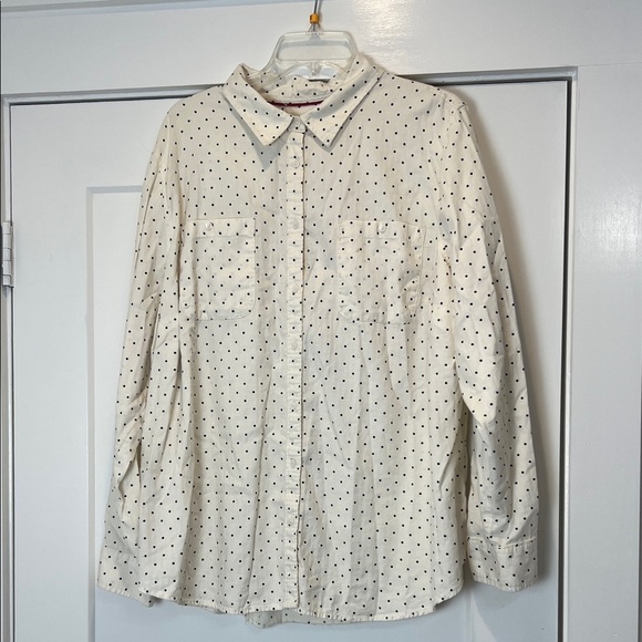 St. John's Bay Cream and Black Polka Dot Shirt size 3X. - Picture 1 of 9